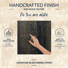 Floating Headboard, King, Solid Wood in Black Barrel