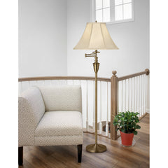 Floor Lamp, 1 Light, Satin Antique Brass with Empire Shade