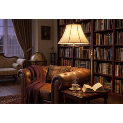 Floor Lamp, 1 Light, Satin Antique Brass with Empire Shade
