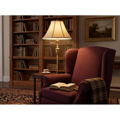Floor Lamp, 1 Light, Satin Antique Brass with Empire Shade