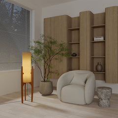 Floor Lamp, 1 Light with Natural Wood Base Finish