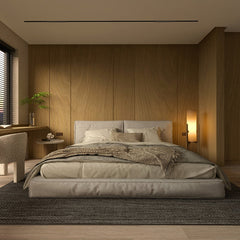 Floor Lamp, 1 Light with Natural Wood Base Finish