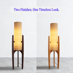 Floor Lamp, 1 Light with Natural Wood Base Finish