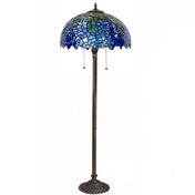 Floor Lamp, 2-Light, Stained Glass Shade with Dark Blue Base