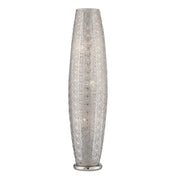 Floor Lamp, 3-Light Column, Polished Silver with Crystal Shade