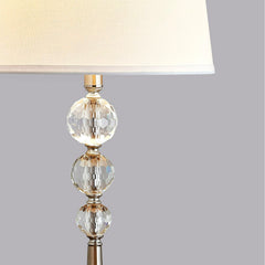 Floor Lamp, 3-Light Crystal and Metal in Brushed Nickel with White Shade