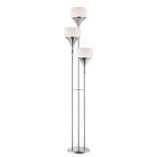 Floor Lamp, 3-Light Metal in Polished Chrome with White Frosted Glass Shade