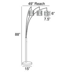 Floor Lamp, 3-Light, Steel with Drum Shades