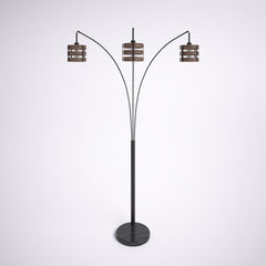Floor Lamp, 3-Light, Steel with Drum Shades