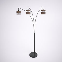 Floor Lamp, 3-Light, Steel with Drum Shades