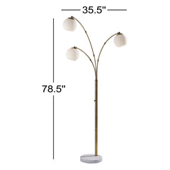 Floor Lamp, 3-Light Tree Style, Gold Metal with White Marble Base