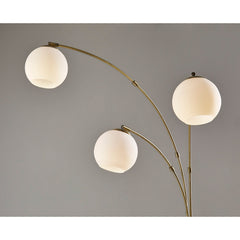 Floor Lamp, 3-Light Tree Style, Gold Metal with White Marble Base