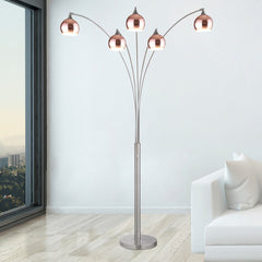 Floor Lamp, 5-Light Tree with Rose Copper Shade