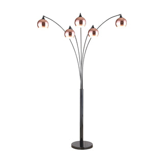 Floor Lamp, 5-Light Tree with Rose Copper Shade