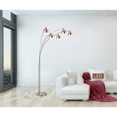 Floor Lamp, 5-Light Tree with Rose Copper Shade