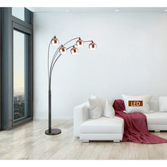 Floor Lamp, 5-Light Tree with Rose Copper Shade