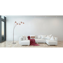 Floor Lamp, 5-Light Tree with Rose Copper Shade