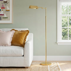 Floor Lamp, 55 in Tall, Gold with Task Shade