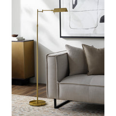 Floor Lamp, 55 in Tall, Gold with Task Shade