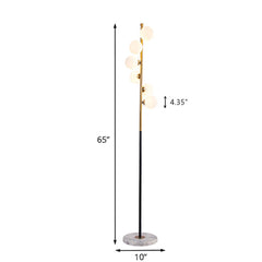 Floor Lamp, 6 Lights with Frosted White Glass Globe Shades