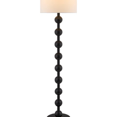 Floor Lamp, 61 In H, Manufactured Wood with Matte Black Base and White Linen Shade