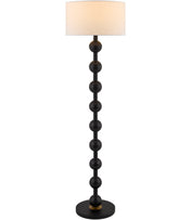 Floor Lamp, 61 In H, Manufactured Wood with Matte Black Base and White Linen Shade