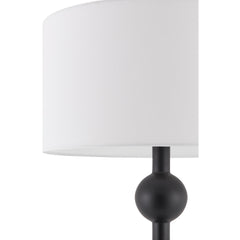 Floor Lamp, 61 In H, Manufactured Wood with Matte Black Base and White Linen Shade