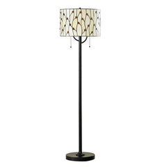 Floor Lamp, 61 Inch, Stained Glass Drum Shade with Dark Bronze Base