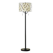 Floor Lamp, 61 Inch, Stained Glass Drum Shade with Dark Bronze Base