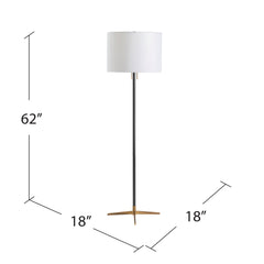 Floor Lamp, 62 in, Black and Gold Metal with White Linen Drum Shade