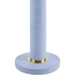 Floor Lamp, 62 in Tall, White Linen Shade with Blue Concrete Base