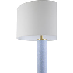 Floor Lamp, 62 in Tall, White Linen Shade with Blue Concrete Base