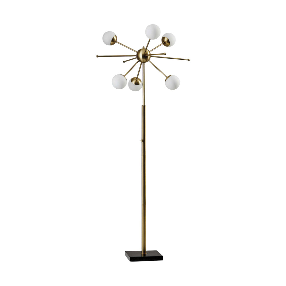 Floor Lamp, 63.5 in H, with White Glass Globe Shade