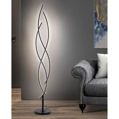 Floor Lamp, 63 in H with Integrated LED, Black Base