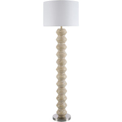 Floor Lamp, 63 In Tall, Ivory Base with White Linen Shade