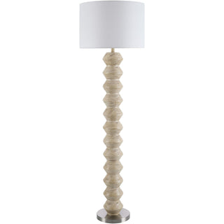 Floor Lamp, 63 In Tall, Ivory Base with White Linen Shade