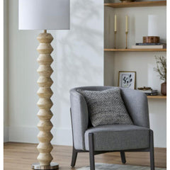 Floor Lamp, 63 In Tall, Ivory Base with White Linen Shade