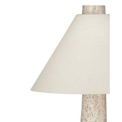 Floor Lamp, 63 in Tall, Textured Cream Resin Base with Oatmeal Linen Shade