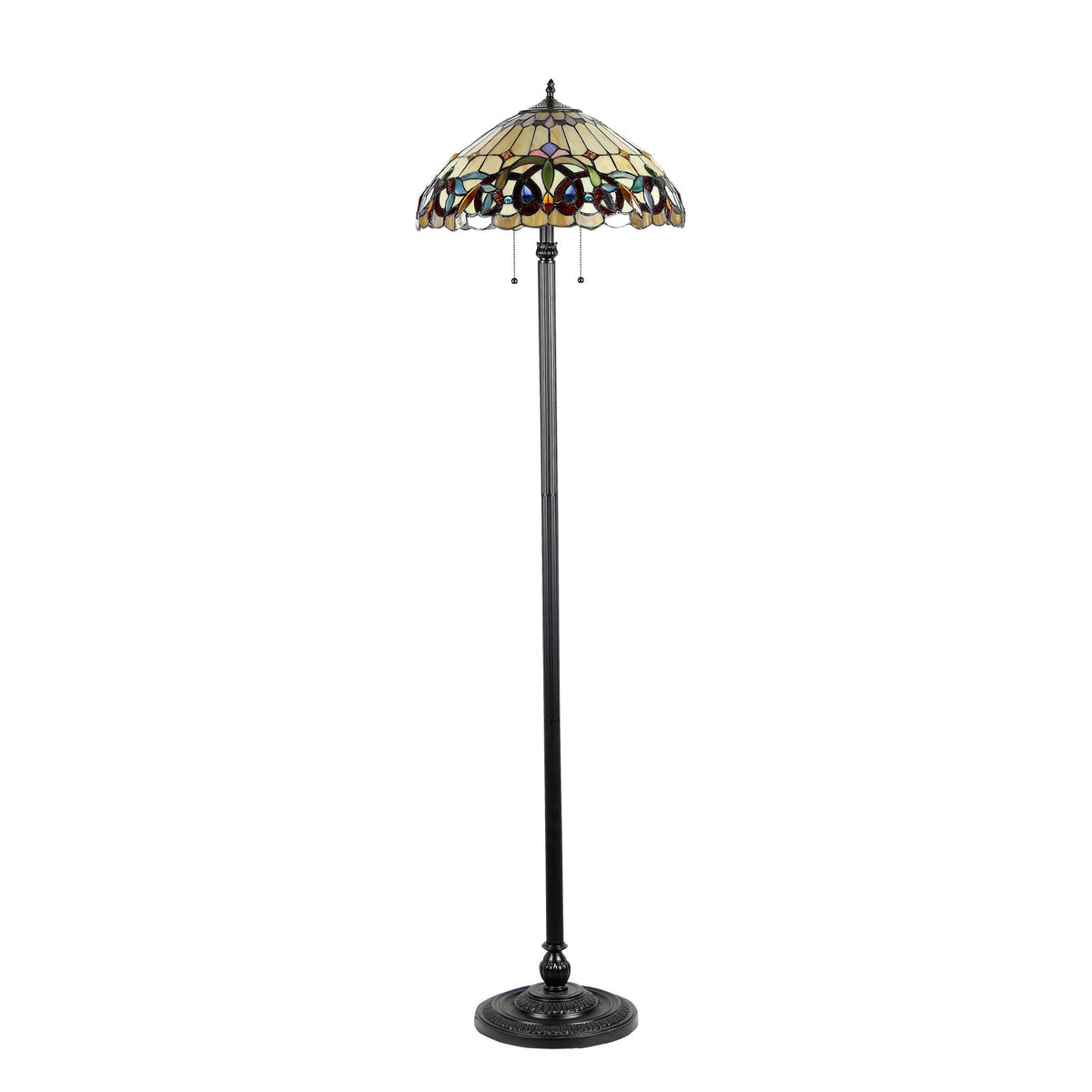 Floor Lamp, 65.4 In, Stained Glass Shade in Antique Bronze