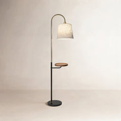 Floor Lamp, 65 in, Beige Fabric Shade with Black Base