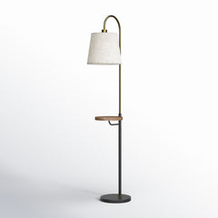 Floor Lamp, 65 in, Beige Fabric Shade with Black Base