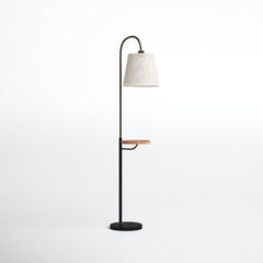 Floor Lamp, 65 in, Beige Fabric Shade with Black Base
