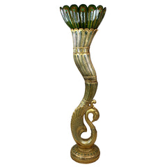 Floor Lamp, 70 in Tall, Antique Gold with Teal Patina