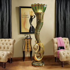 Floor Lamp, 70 in Tall, Antique Gold with Teal Patina