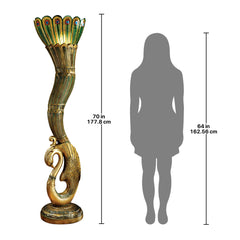 Floor Lamp, 70 in Tall, Antique Gold with Teal Patina