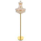 Floor Lamp, 8 Lights, Gold Metal with Clear Crystal Shade