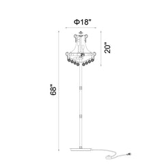 Floor Lamp, 8 Lights, Gold Metal with Clear Crystal Shade