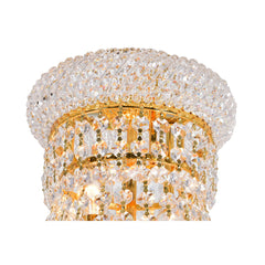 Floor Lamp, 8 Lights, Gold Metal with Clear Crystal Shade