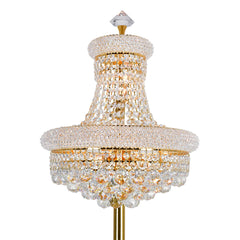 Floor Lamp, 8 Lights, Gold Metal with Clear Crystal Shade