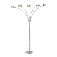 Floor Lamp, 88 in Tall with Silver Metal Frame and Drum Shade